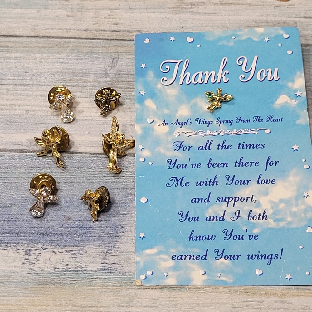 Seven Gold Angel Wings Pins.